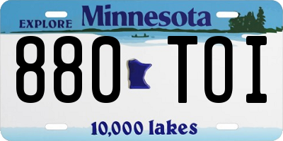 MN license plate 880TOI