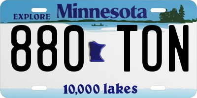 MN license plate 880TON
