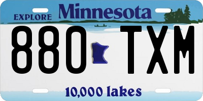 MN license plate 880TXM
