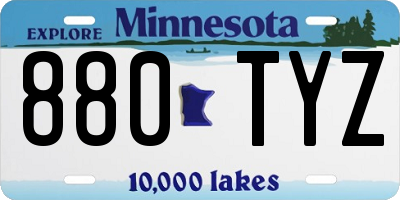 MN license plate 880TYZ