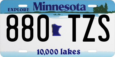 MN license plate 880TZS