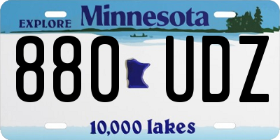 MN license plate 880UDZ