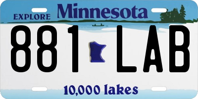 MN license plate 881LAB