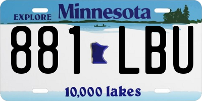 MN license plate 881LBU