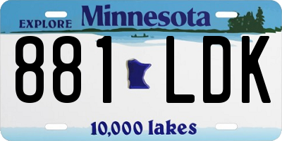 MN license plate 881LDK