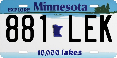 MN license plate 881LEK