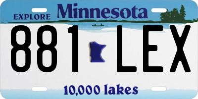 MN license plate 881LEX