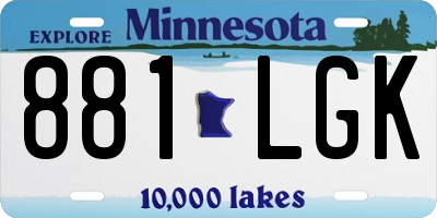MN license plate 881LGK