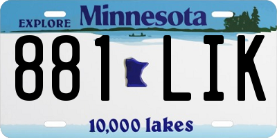 MN license plate 881LIK