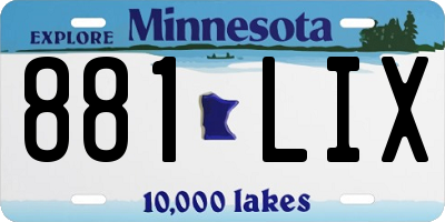 MN license plate 881LIX