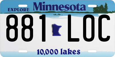 MN license plate 881LOC