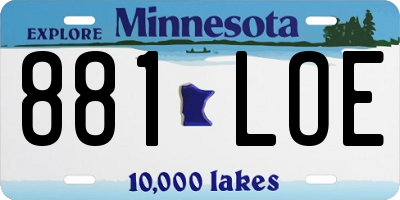 MN license plate 881LOE