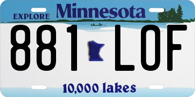 MN license plate 881LOF