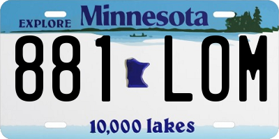 MN license plate 881LOM