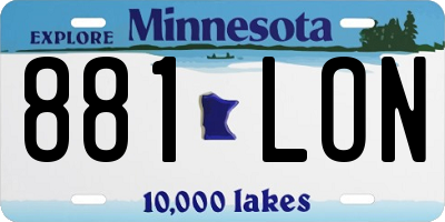 MN license plate 881LON