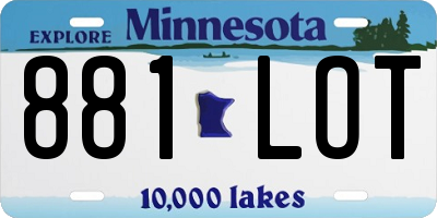 MN license plate 881LOT