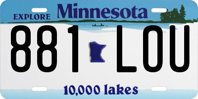 MN license plate 881LOU