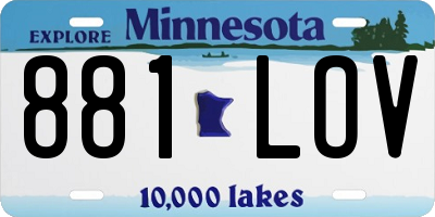 MN license plate 881LOV