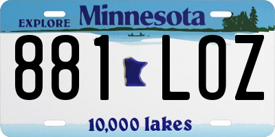 MN license plate 881LOZ