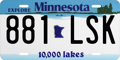 MN license plate 881LSK
