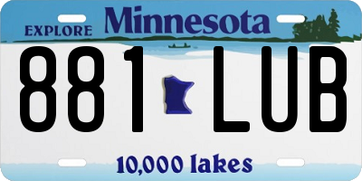 MN license plate 881LUB
