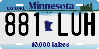 MN license plate 881LUH