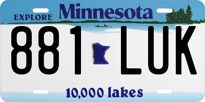 MN license plate 881LUK