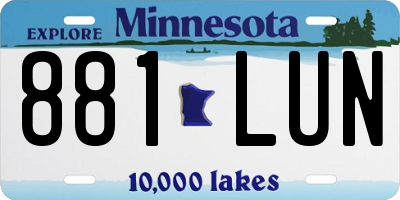 MN license plate 881LUN