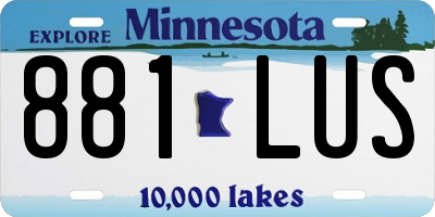 MN license plate 881LUS