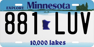 MN license plate 881LUV