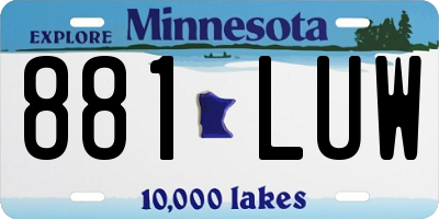 MN license plate 881LUW