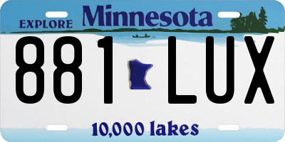 MN license plate 881LUX