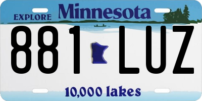 MN license plate 881LUZ