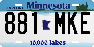 MN license plate 881MKE