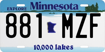 MN license plate 881MZF