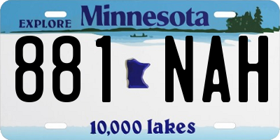 MN license plate 881NAH
