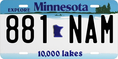 MN license plate 881NAM