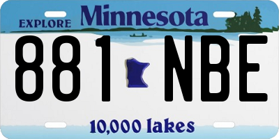 MN license plate 881NBE
