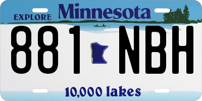 MN license plate 881NBH