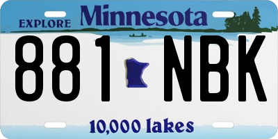 MN license plate 881NBK