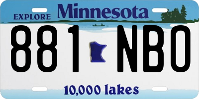MN license plate 881NBO