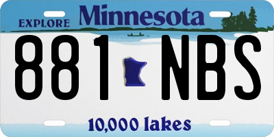 MN license plate 881NBS