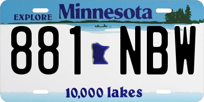 MN license plate 881NBW