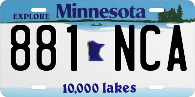 MN license plate 881NCA