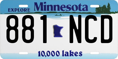 MN license plate 881NCD