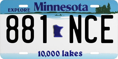 MN license plate 881NCE