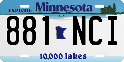 MN license plate 881NCI