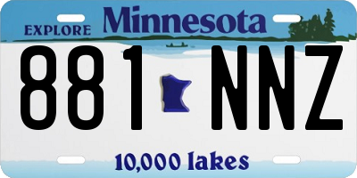 MN license plate 881NNZ