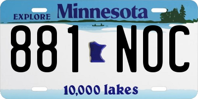 MN license plate 881NOC