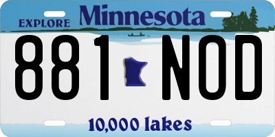 MN license plate 881NOD